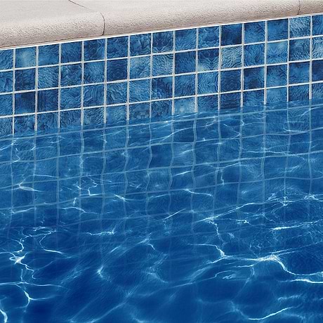 61 Sheet Scrap Lot: Swim Cascara Blue 2x2 Glossy Glass Mosaic Tile