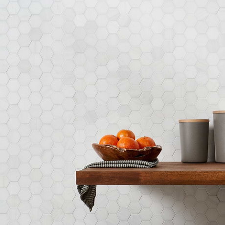 Bianco Dolomite White 2" Hexagon Premium Honed Marble Mosaic Tile
