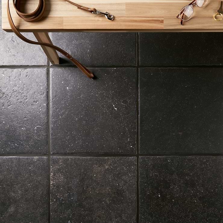 Catalina Charcoal Gray 18x18 Chiseled Edge Belgian Bluestone Marble Tile