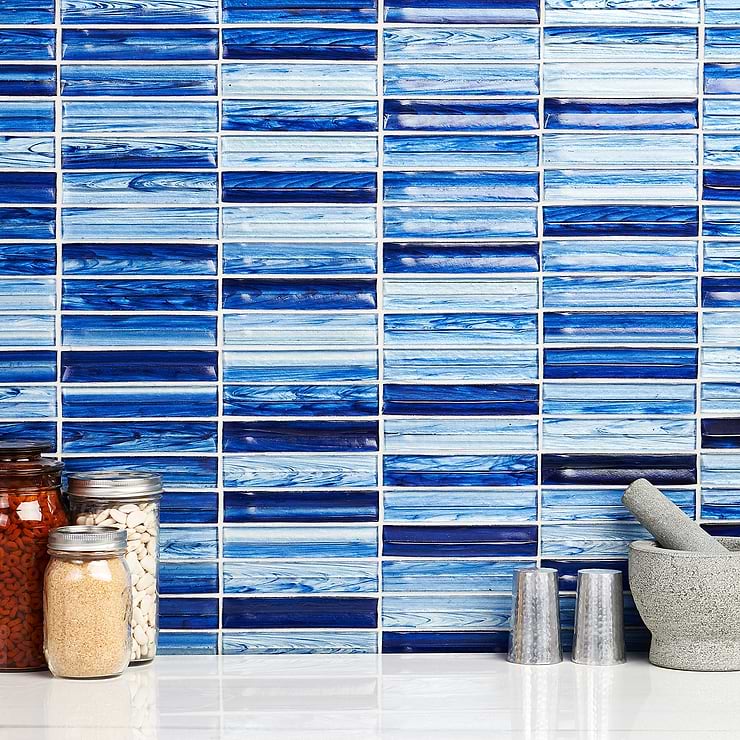 Maya Stacked Azur Mosaic Tile 