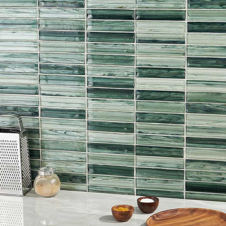 Maya Stacked Sage Mosaic Tile