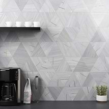 Ravi Gray Polished Marble and Brass Mosaic Tile