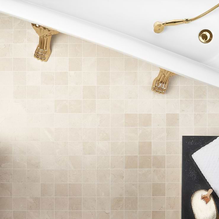 Crema Marfil Beige 3x3 Honed Mosaic Tile