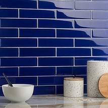 Loft Royal Blue 2x8 Polished Glass Subway Wall Tile