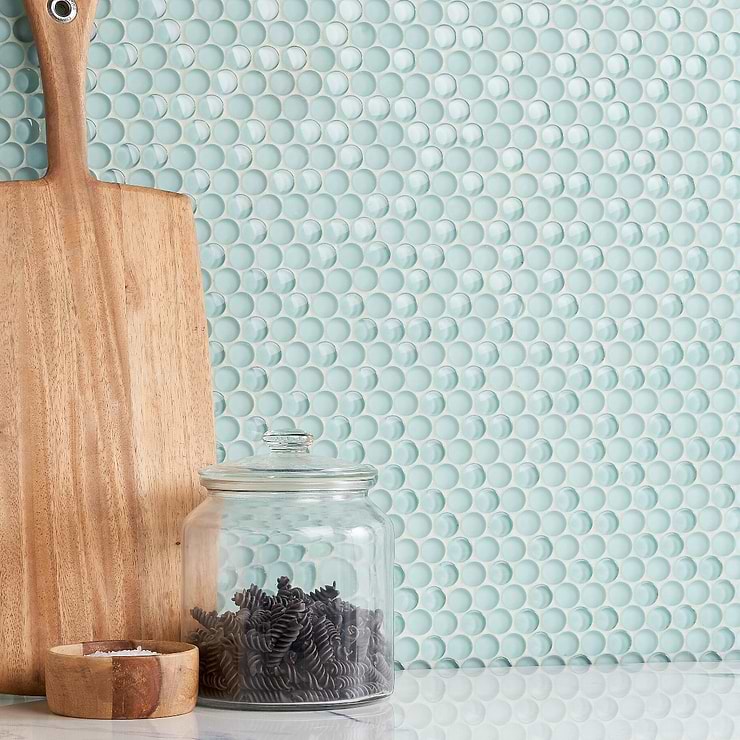 Loft Adriatic Mist 3/4" Penny Round Glass Tile