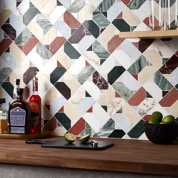 Isobel Tuscany Multicolor Polished Marble Luxury Mosaic Tile