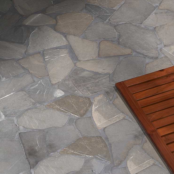 Nature Flagstone Jumbo Java Gray Honed Marble Mosaic Tile