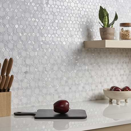 Waterjet Marble + Pearl Tile for Backsplash,Kitchen Floor,Kitchen Wall,Bathroom Floor,Bathroom Wall,Shower Wall