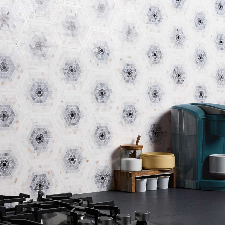 Ako Grigio Gray 6" Hexagon Marble Micro Mosaic Tile