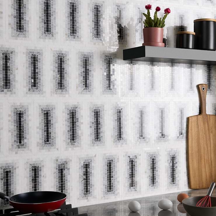 Ako Grigio Gray 4x9 Rectangle Marble Micro Mosaic Tile