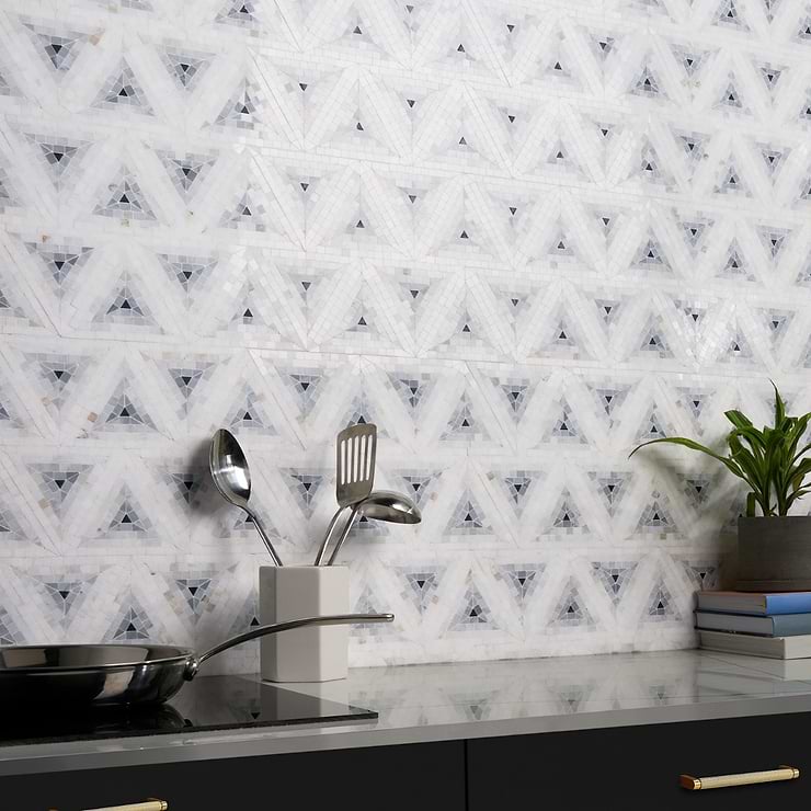 Ako Grigio Gray 5" Triangle Marble Micro Mosaic Tile