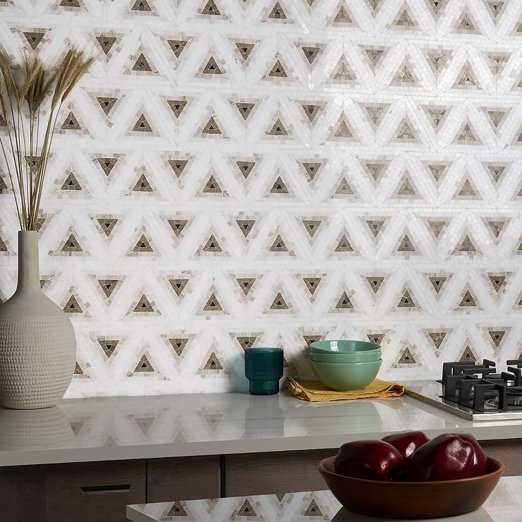 Ako Saint Laurent Brown 5" Triangle Marble Micro Mosaic Tile