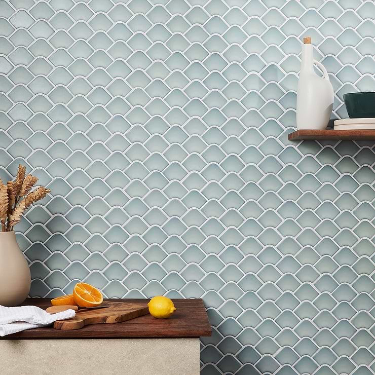 Suki Blue 2x3 Fishscale Matte Glass Mosaic Tile