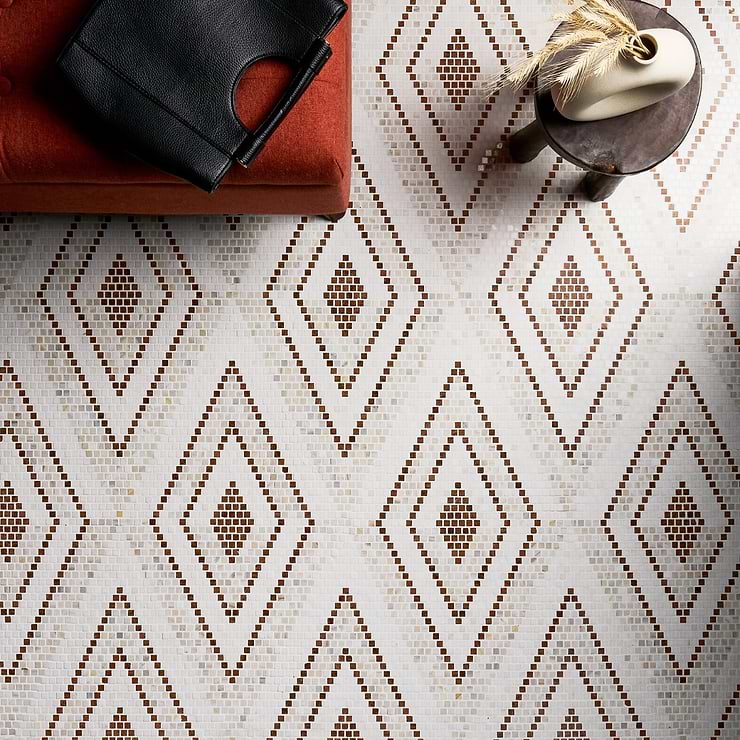 Uma Terra Golden Beige and White Polished Marble Micro Mosaic Tile