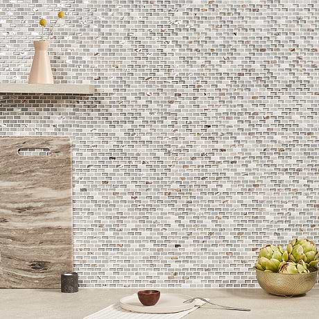 Pearl Marble + Glass Tile for Backsplash,Kitchen Wall,Bathroom Wall,Shower Wall
