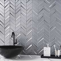 Kasol Paris Gray 2x4 Mirrored Glass Polished Mosaic Tile
