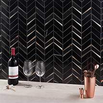Kasol Portoro Black 2x4 Marble and Mirrored Glass Polished Mosaic Tile