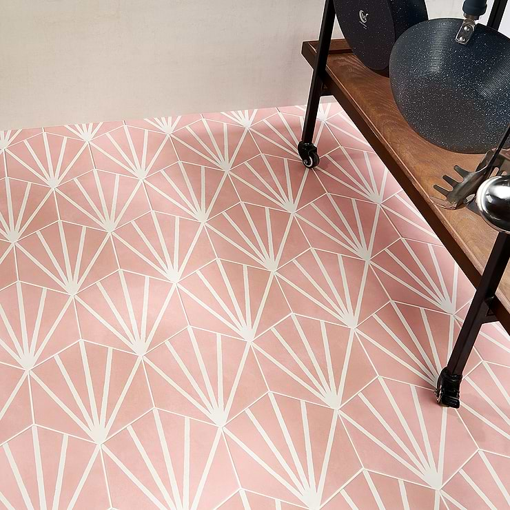 HexArt Rose Deco 8" Porcelain Matte Tile