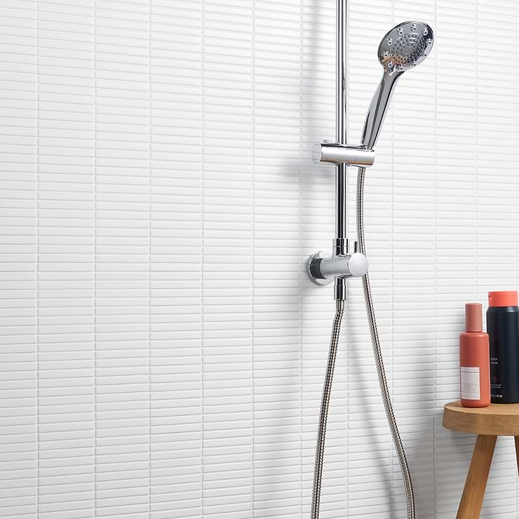 Kai White 1x4" Tri-Stacked Matte Porcelain Mosaic Tile