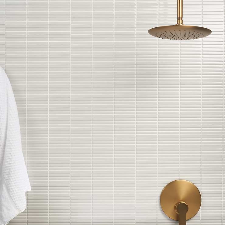 Kai White 1x4" Tri-Stacked Glossy Porcelain Mosaic Tile