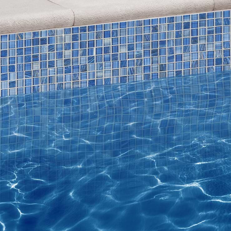 Marley Lake Blue 1x1 Polished Glass Mosaic