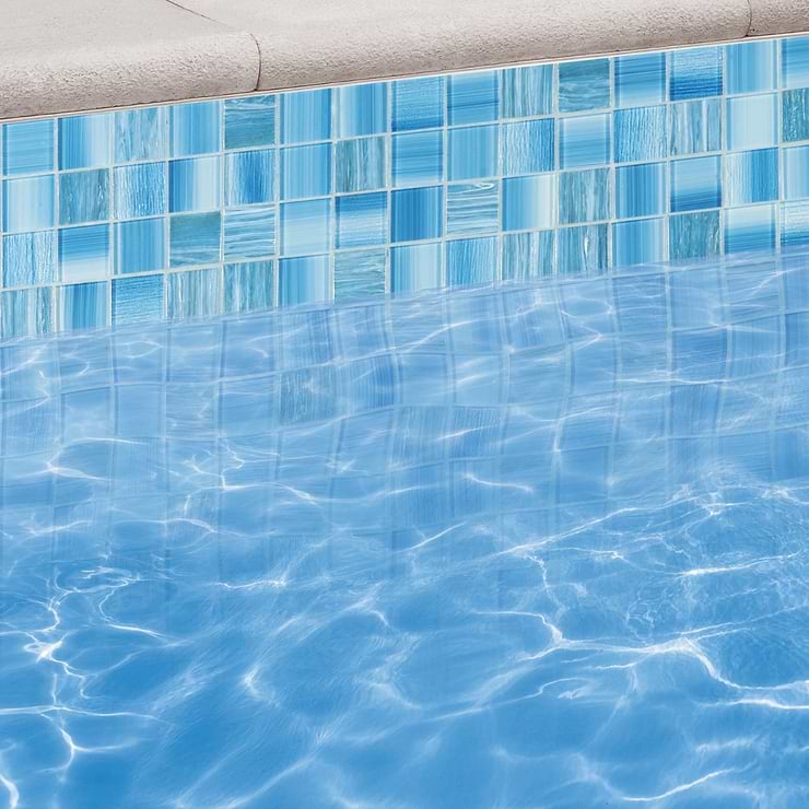 Marley Ocean Blue 2x2 Polished Glass Mosaic