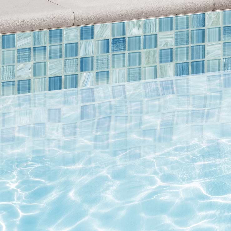 Marley Sea Blue 2x2 Polished Glass Mosaic