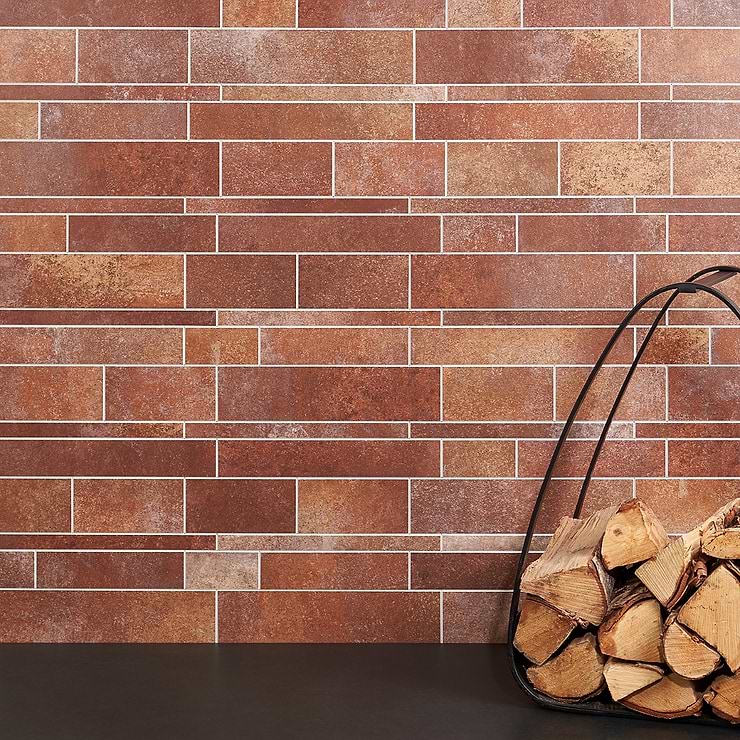 Railroad LPS Rust Brown Solid Core Peel & Stick Self Adhesive Terracotta Look Mosaic Tile