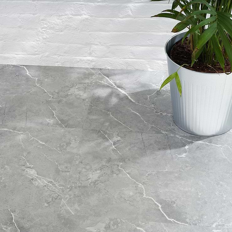 Katone Chauny Marble Medium Gray 18x36 Glue Down Luxury Vinyl Tile
