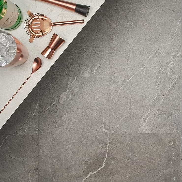 Optoro Chauny Marble Dark Beige 28mil Wear Layer Rigid Core Click 12x24 Luxury Vinyl Tile
