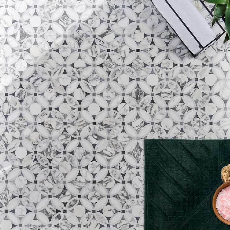 Highland Blossom Marble Polished Mosaic Tile