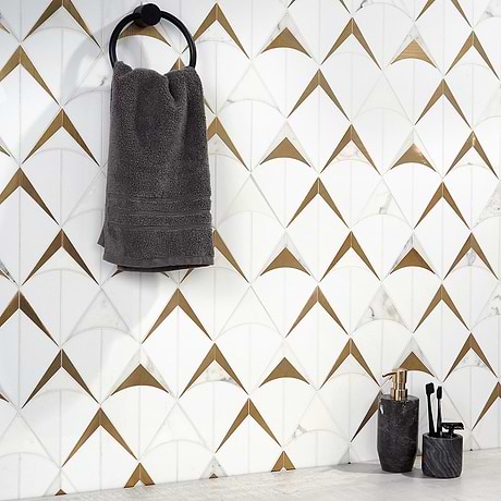 Decorative Marble + Metal Tile for Backsplash,Kitchen Wall,Bathroom Wall