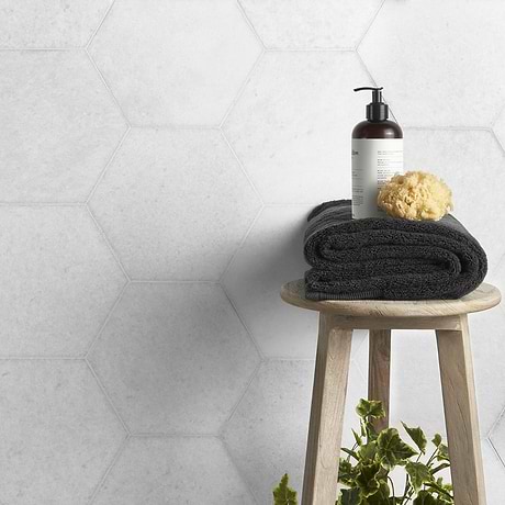 Snow White 10" Honed Marble Hexagon Tile