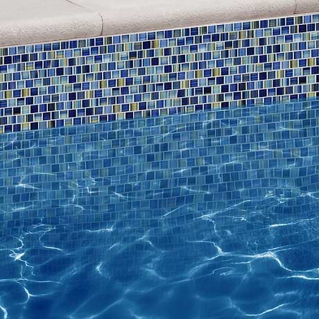 Watercolors Blue 1x1 Glass Mosaic