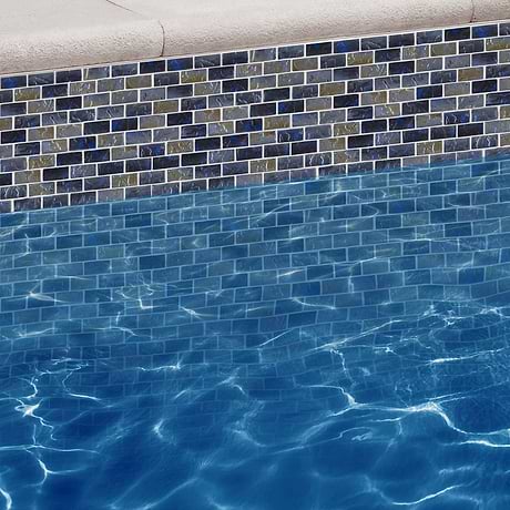 Watercolors Iridescent Portage Blue 1X2 Brick Glass  Mosaic