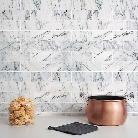 Lilac White 3x6 Honed Marble Tile