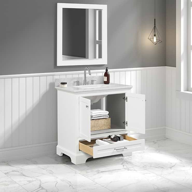 Glendale 30'' White Vanity And Marble Counter
