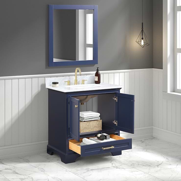 Glendale 30'' Blue Vanity And Marble Counter