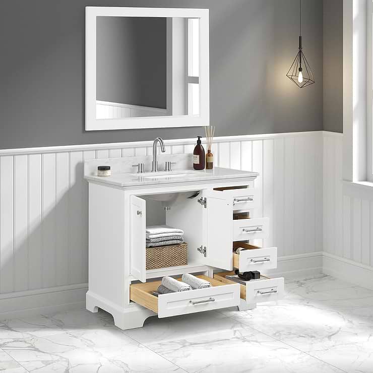 Glendale 36'' White Vanity And Marble Counter
