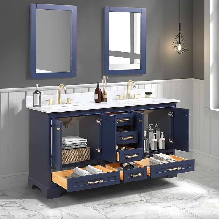 Glendale 60'' Blue Vanity And Marble Counter