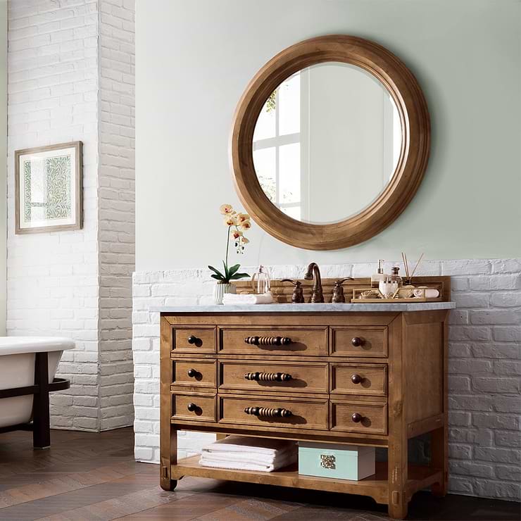 James Martin Vanities Malibu 48" Honey Alder Vanity and Carrara Marble Counter
