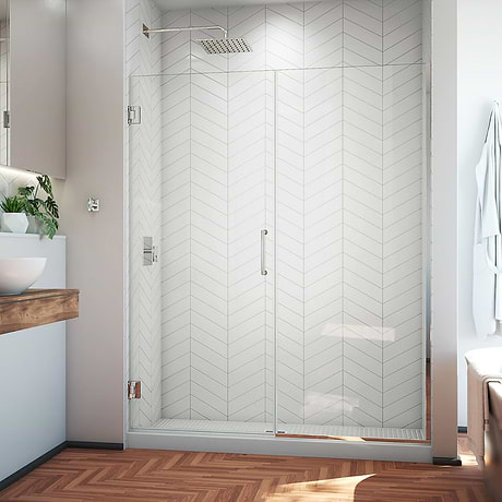 DreamLine Unidoor Plus 59.5-60x72" Reversible Hinged Shower Alcove Door with Clear Glass in Chrome