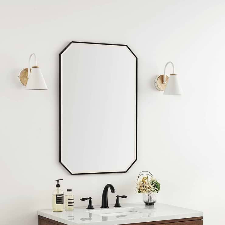 James Martin Vanities Rohe Matte Black 24x36" Octagonal Mirror