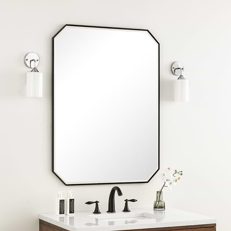 James Martin Vanities Rohe Matte Black 30x40" Octagonal Mirror