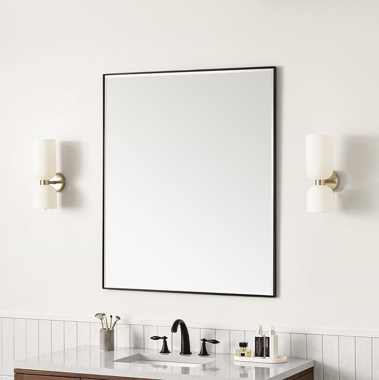 James Martin Vanities Rohe Matte Black 36x42" Rectangle Mirror