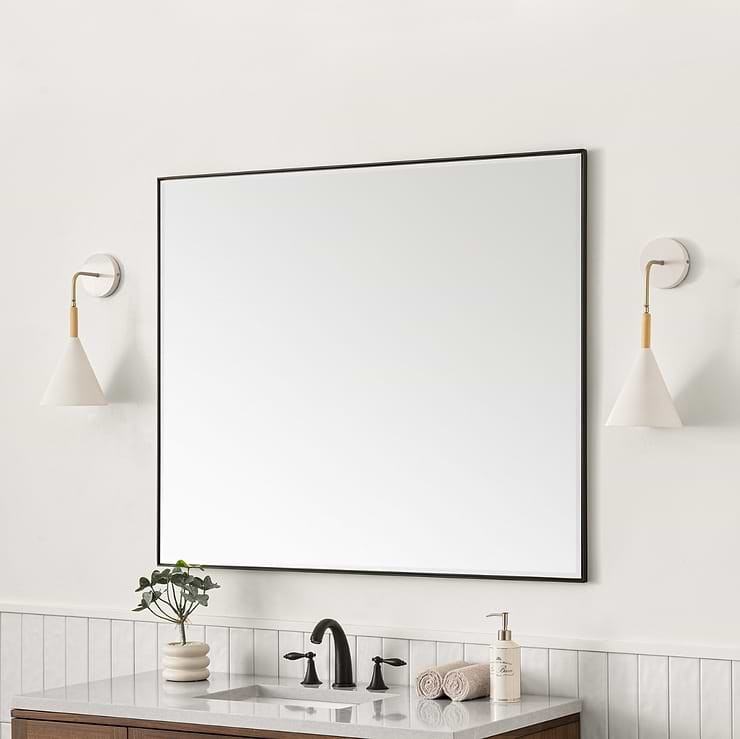 James Martin Vanities Rohe Matte Black 48x40" Rectangle Mirror