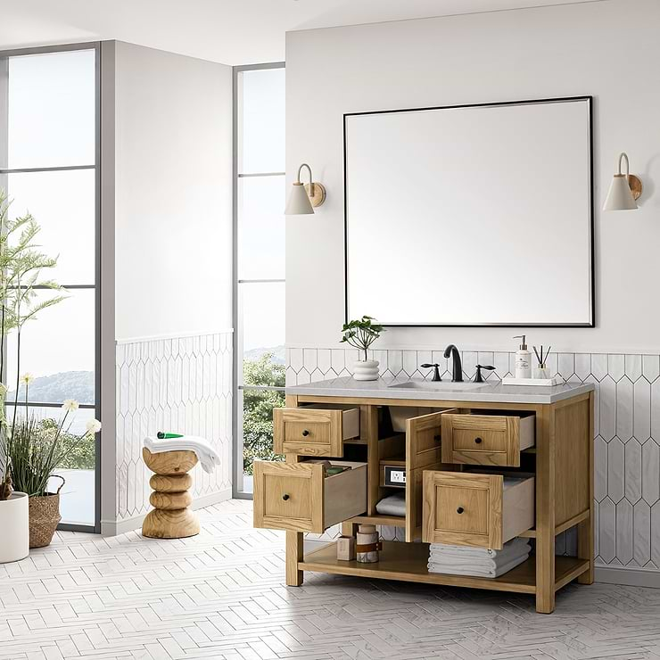 James Martin Vanities Breckenridge Light Natural Oak 48" Single Vanity with Eternal Serena Quartz Top