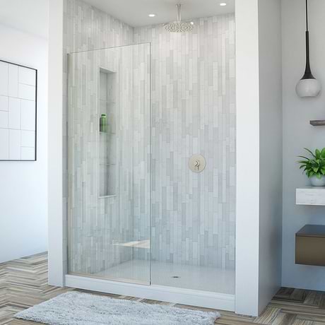 DreamLine Linea 30x72" Reversible Shower Screen with Clear Glass in  Brushed Nickel