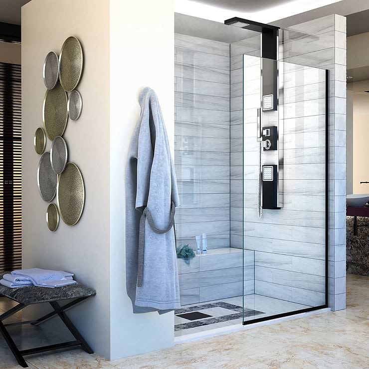 DreamLine Linea 34x72" Reversible Shower Screen with Clear Glass in  Satin Black