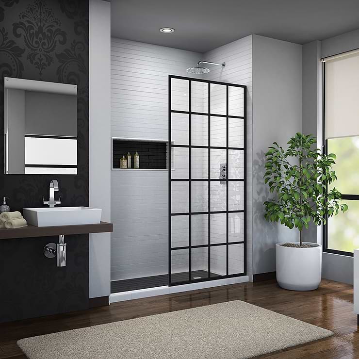 DreamLine Linea 34x72" Reversible Screen with Toulon Glass in Satin Black